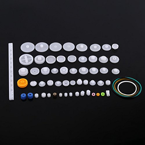 Fafeicy Set Ingranaggi in Plastica, Ingranaggi Motore Elettrico 12v, Kit Viti Senza Fine per Puleggia, Set Ingranaggi per Corona, Parti Giocattoli per Robot Giocattolo(60 Gear Packages)