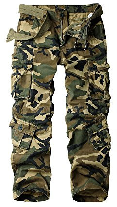Aeslech Homme Pantalon Cargo Militaire avec 8 Poches Pantalon de Combat d'ExteRieur Pantalon de Travail,44 Grande taille,Camo M