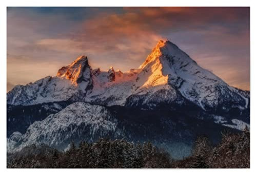 artboxONE Poster 45x30 cm natur Natur Watzmann hochwertiger Design Kunstdruck - Bild watzmann berge landschaft
