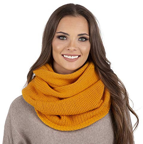 VIVISENCE Loop Schal Strick Zweimal Gefaltet Ideal Wärm Für Wintertage 7103, Honig,Einheitsgröße