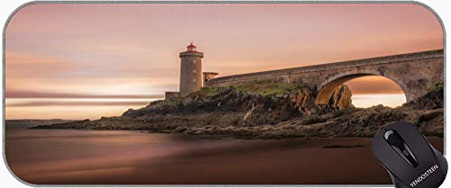 YENDOSTEEN Larger Extended Gaming Mouse Pad,Lighthouse Under Starry Sky Large Gaming Mat