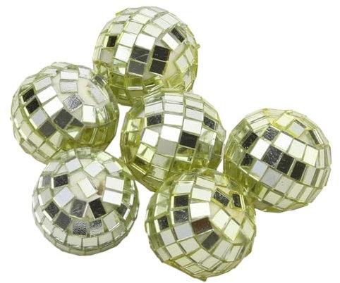 Flybloom 6 Pcs Glitter Mirror Ball Set Disco Mirror Ball For Christmas Tree Wedding Birthday Party Ornaments(Gold 3Cm)