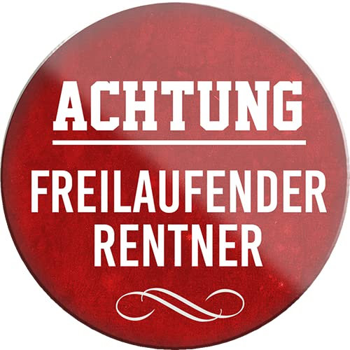 schilderkreis24 – Lustiger Spruch “Achtung freilaufender Rentner“ Magnet Deko Kühlschrankmagnet Pension Geschenkidee Großeltern Rentner Senioren Oma Opa Enkelkinder 8x8 cm