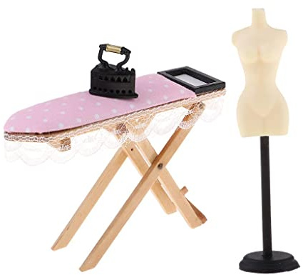 Harilla Puppen Schaufensterpuppen Ausstellungsständer & Bügelbrett Tisch Set 1:12 Puppenhaus Und Dekorations Kits