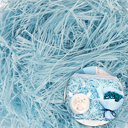 Geschreddertes Papier Füllmaterial, Hillylolly Geschreddertes Papier Blau, 200g Papier Füllmaterial Geschenk, Füllpapier für Geschenke DIY Geschenkkorb Geschenkbox Geschenktüten (Blau)