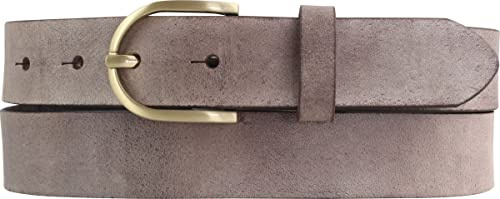 BELTINGER Damen-Gürtel aus weichem Vollrindleder Vintage-Look 3 cm | Leder-Gürtel für Damen 30mm | Schmaler Gürtel Used-Look mit goldener Gürtelschnalle | Braun 95cm