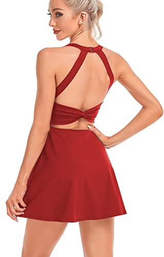 gofiep Women's Womens Tennis Dress with Built in Shorts and Bra Workout Dress Golf Athletic Dress for Women Tennis Dress (Pack of 1)