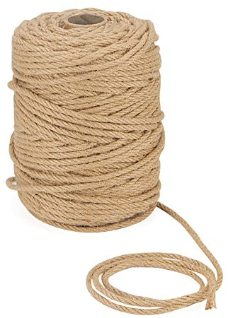ZEONHAK Corda di iuta naturale, 120 m x 6 mm, corda di canapa intrecciata da 1/4 di pollice per artigianato e tiragraffi