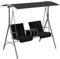 Outsunny 2 Seater Garden Swing Chair Patio Rocking Bench w/Tilting Canopy, Double Padded Seats, Storage Bag and Tray, Black
