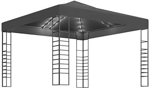 XIAOGUANG Gazebo da Giardino,Pergola da Esterno,Protezione UV,Impermeabile,Gazebo Tenda da Patio,Gazebo da Giardino con Luci LED a Stringa 3x3 m Antracite