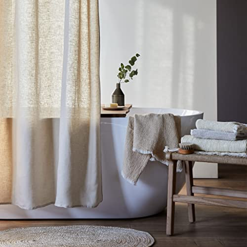 URBANARA Duschvorhang Lavadia 180x200 cm - 100% Leinen mit wasserabweisender Beschichtung & einfacher Aufhängung - Pflegeleicht & langlebig - Für Dusche & Badewanne - Oeko-TEX Zertifiziert