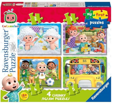 Ravensburger - Puzzle Cocomelon, Kollektion My First Puzzles, 2-3-4-5 Teile, Empfohlenes Alter 18+ Monate