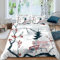 MUNOOR Housse de Couette 220x240 Paysage Japon Parure de Lit 2 Personnes Adultes Imprimé 3D Fleurs De Cerisier Microfibre Ensemble de Literie avec Fermeture Éclair et 2 Taies d'oreiller 50x75
