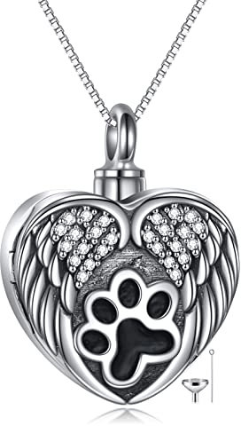 YFN Pet Urn Locket Halskette Sterling Silber für Frauen Haustier Einäscherung Schmuck für Asche, die Bilder Schmuck für Hund Katze Asche Keepsake für Frauen Mädchen hält