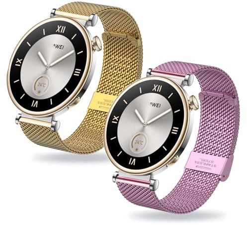 KUWAI 2 Stück Magnetische Armbänder für Huawei Watch GT4 41mm - Rostfreier Stahl für Männer und Frauen (C)