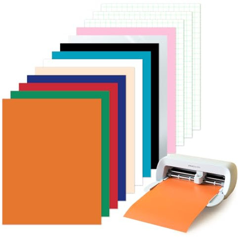 Zinueen Smart Vinyl Permanent für Cricut Joy Xtra 10 Stück Vinyl Plotter Film 24X31CM Plotterfolie Selbstklebend Transferfolie Plotter Set für DIY Tassen, Autos, Banner, Dekoration