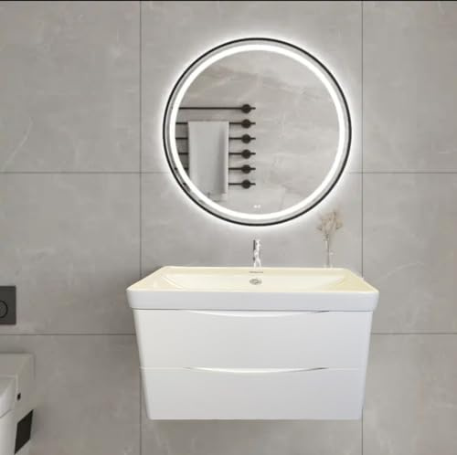 dirty pro tools Bathroom Vanity Unit with Ceramic Basin Fully Assembled High Gloss White Cloakroom Sink Unit Wall Hung Two Soft close Drawers (500mm)