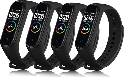 Wanme Cinturino per Xiaomi Mi Smart Band 4 /Mi Band 3, 4 Pezzi Cinturini Morbido Silicone per Xiaomi Mi Band 4 3 Braccialetto