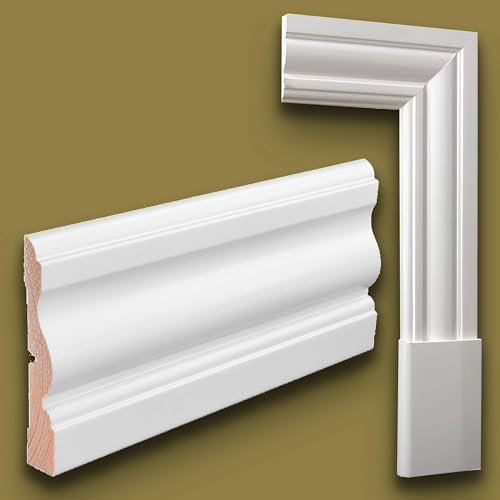 100ml di Mostrine e Battiscopa PREMIUM in legno MASSELLO mod. VITTORIANO 91x15 laccato bianco liscio