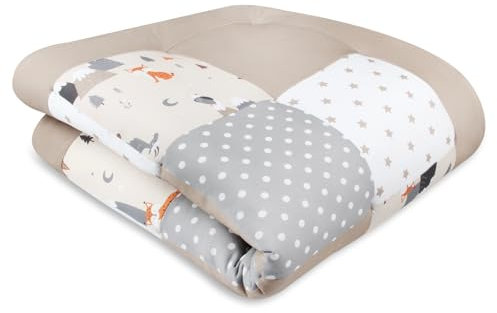 schlummersack Krabbeldecke – 100x100 cm – Dick gepolsterte Spieldecke für Babys – Ideal als Laufgittereinlage – Maschinenwaschbar – Design: Bergtiere