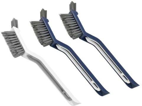 LPAMABA 3 PCS Cepillo de Limpieza de Grietas 3 en 1, Cepillo de Limpieza de Huecos con Pala y Pinzas, Limpiador de Juntas de Azulejos, Cepillo para Ranuras de Ventana para Hogares Baños Cocinas