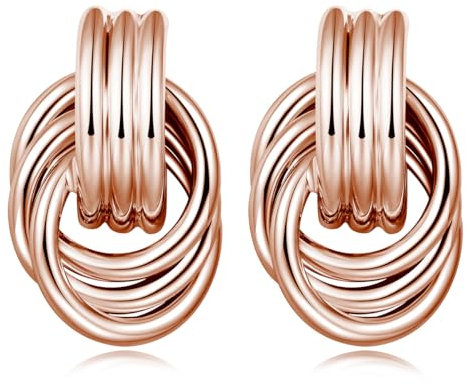 LILIE&WHITE Ohrringe für Damen Roségoldene Ohrstecker für Damen – Elegante Verschlungene Creolen, Modischer Schmuck für Alltag und Besondere Anlässe