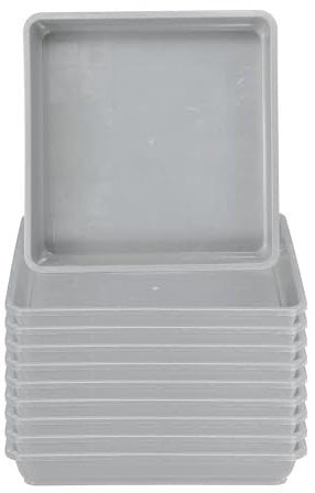 PATIKIL Plant Saucer Tray, 10 Pack 10 Inch Plastic Square Plant Saucer Flower Planter Drip Tray for Indoors Outdoors Patio Balcony, Grey