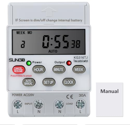 DEWIN Timer 220V,Timer Interruttore Orario 220VAC Regolatore Orario LCD 16 Interruttori Di Gruppo Mini Temporizzatore Digitale Programmabile Giornaliero Settimanale 7 giorni 220V