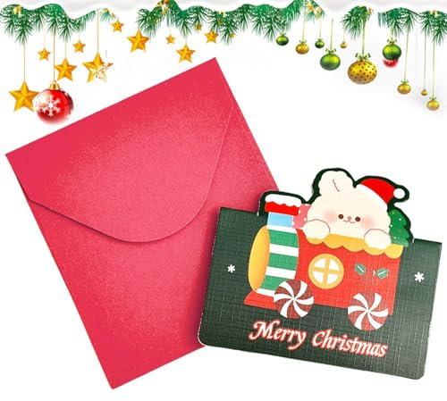 Nuyhadds -Kunst-Weihnachtskarten – handgefertigte Grußkarten, faltbare Weihnachtskarten in Box für Kinder, Erwachsene