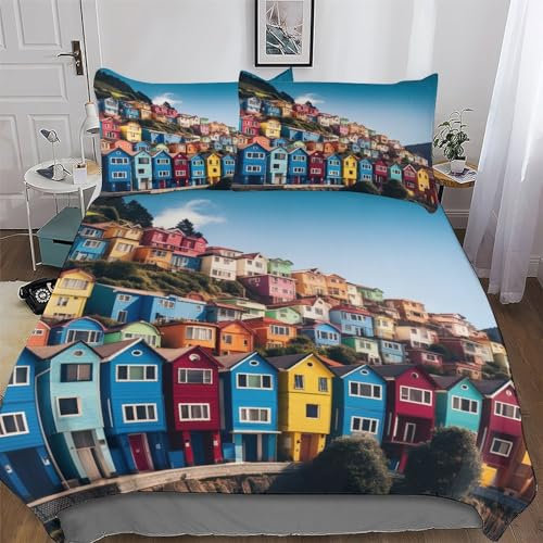 AAPZY Italian Landschaft Bettwäsche Microfaser 3D Bettbezug Set 2 teilig Atmungsaktive Deckenbezug Für Jungen Mädchen Schlafkomfort Bettbezüge Mit Kissenbezüge Single (135x200cm)