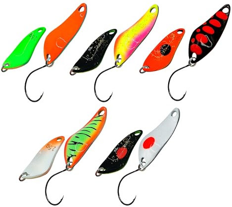 D-Ocean Trout Angeln Löffel 2.5g 5pcs Fishing Trout Spoon Trout Fishing Trout Spoons Hooks Set Length 32 x20MM mit Box Angelköder Trout Angeln Löffel (02)