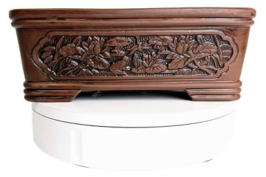 Embossed Unglazed Bonsai Pots (Rectangle Nature, Size 1)