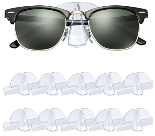 xiruiubao Porte Lunettes Mural, 10 Pièces Support de Lunette de Soleil Autocollantes, Support Mural Présentoir Lunettes en Forme de Nez pour Maison,Salle de Bain, Chambre