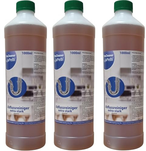 3x Abflussreiniger Rohrreiniger Rohrfrei Abflussfrei flüssig, Extra Stark, 1L