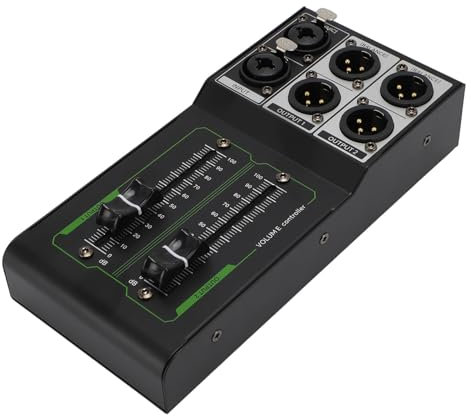 Asixxsix Passive Stereo Monitor Volume Controller, 1in2 Out Passive Stereo Studio Controller, Sound Level Adjuster Passive Stereo Controller, Plug and Play, for Studio and Home Sound System