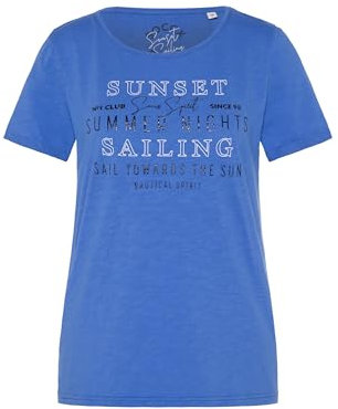 SOCCX Damen T-Shirt Relaxed Fit mit Artwork Vividblue M