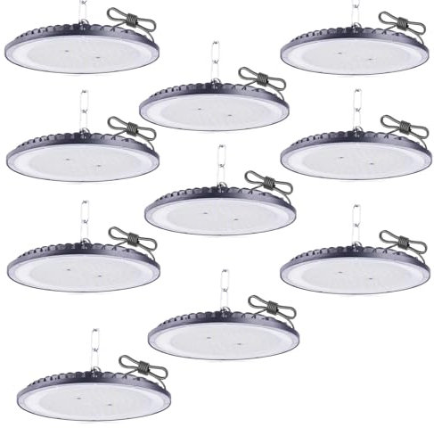 JBdusn LED UFO Hallenbeleuchtung 100W, 10pcs Hallenstrahler High Bay Light 6500K Kaltweiß mit Kette, LED UFO Industrielampe Strahler Werkstattbeleuchtung für Werkstätten und Fabrikhallen