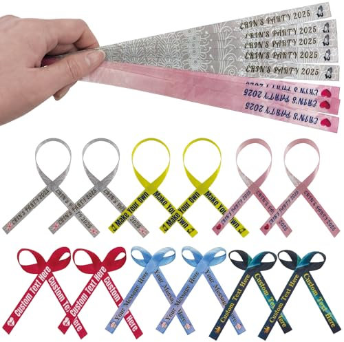 Personalisierte Bänder mit Text & Logo - Individuelle Stoff-Events für Hochzeiten, Babyshows, Bastelarbeiten, Gedenkfeiern - Optionale Sicherheitsnadeln, DIY-Geschenkband, Braut- & Eventdekoration
