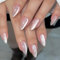KQueenest Cat Eye Press on Nails Almond Medium, Glazed Glitter Pastel Pink False Nails Medium Stiletto, Shiny Bling Acrylic Fake Nails Set Glass Sparkly Stick on Nail for Women Wedding 30 Pcs