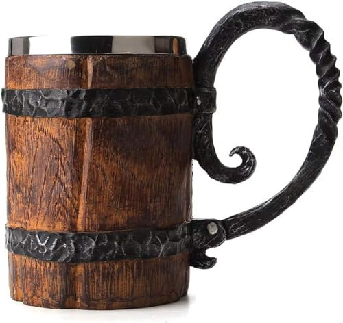 Tasse à café en forme de bière, Chope à bière personnalisée gravée – Gobelet à double paroi en acier inoxydable – Couleur bois for usage domestique