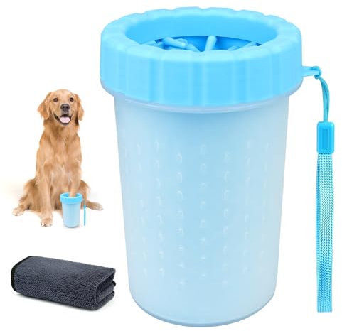 Aomig Dog Paw Cleaner Paw Washers for Dog, Pet Foot Cleaner Paw Cleaner for Dog Large, Dog Essentials Dog Paw Washer Muddy Paw Cleaner, Dog Walking Accessories Portable Dog Shower Paw Cleaner(Blue)