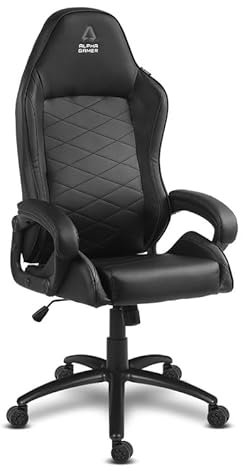 Alpha Gamer Maya - Silla Gaming de Cuero PU, Ergonómica, Reposabrazos Acolchados, Cojín Cervical y Lumbar, Base de Metal 150KG - Negro