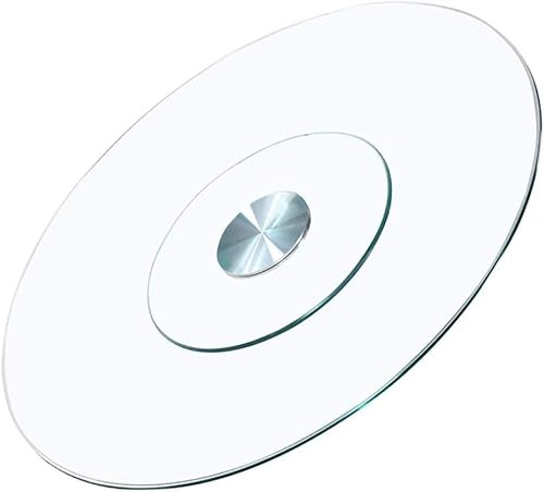 QIANMEI Plateau Tournant Pivotant Table À Manger Plateau Tournant Rond en Verre Trempé De 10 Mm, Grand Plateau Tournant De 61 Cm, Roulement en Alliage D'aluminium, Silencieux Et Fluide(120cm/47.2in)