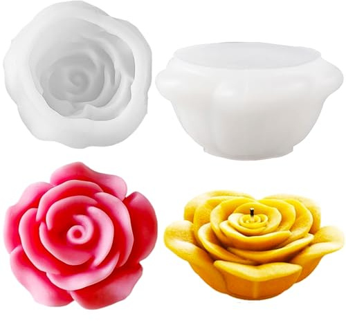 2 PCS Rose Shaped Moulds, Candle Moulds for Candle Making,Flower Candle and Soap Moulds for DIY Craft, Home Decor, Wedding Party Decorations