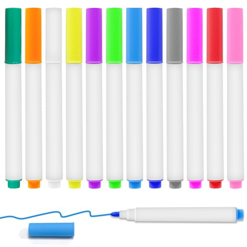 12 Pack Neon Markers Set, Erasable Fluorescent Pens for LED Drawing Board, Light Up Sketch Pad, Glow Pad, Acrylic Message Board, Writing Tablet & Light Box for Kids Adults