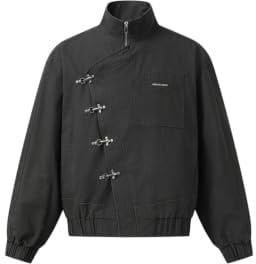 Aelfric Eden Giacca da uomo e donna, con bottone in metallo, 100% cotone, colletto alto, vintage, abbigliamento caldo