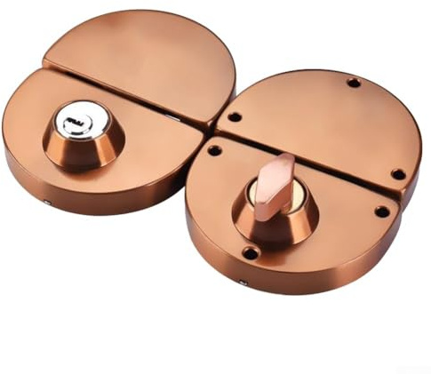 Stainless Steel Double Bolt Glass Door Lock for Frameless Double Swing or Sliding Doors up to 60mm Thick, Rose Gold/Gold/Matte Black Finish(Rose Gold)