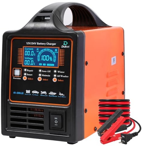 Chargeur de batterie intelligent 12 V/24 V, chargeur automatique 0-15 A avec mode de réparation de désulfatation, pour batteries AGM à cycle profond dans voiture, camion, bateau, moto, camping-car