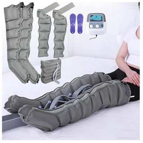 Full Leg Air Compression Massager, Air Compressor Leg Compression Boots, Pressotherapy and Lymphatic Drainage, Calf Wrap with Adjustable Pressure for Circulation Swollen Legs Muscle Relax