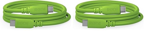 RØDE SC27 SuperSpeed USB-C zu USB-C Kabel für schnelle Datenübertragung bis zu 5 Gbps und 60W Stromversorgung (2m, Grün) (Packung mit 2)